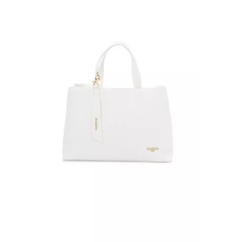 Golden Logo-Accented Shoulder Bag with Zip Closure and Internal Compartments One Size Women