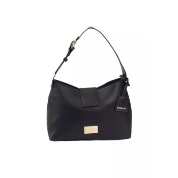 Flap Closure Logoed Lining Bag with Internal Compartments and Golden Details One Size Women