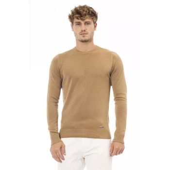 Fine Ribbed Knit Crew Neck Sweater with Long Sleeves 48 IT Men