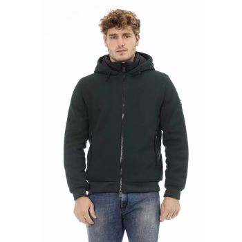 Threaded Pocket Jacket with Double Breasted Closure and Logo Zipper Pull 3XL Men