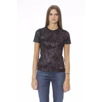 Baldinini Trend Women's Black Cotton Tops & T-Shirt - L