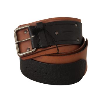 100% Leather Belt with Silver Tone Buckle Fastening 85 cm Women