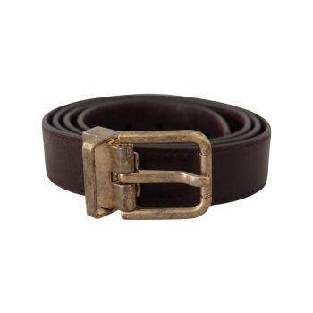 Dolce & Gabbana Men's Brown Calf Leather Vintage Logo Metal Buckle Belt - 95 cm