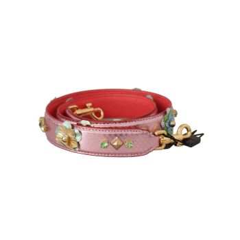 Dolce & Gabbana Women's Metallic Pink Leather Studded Shoulder Strap - One Size