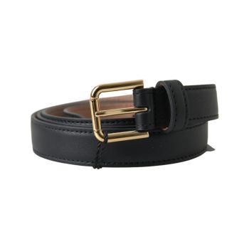 Dolce & Gabbana Men's Black Leather Gold Tone Metal Buckle Belt - 100 cm