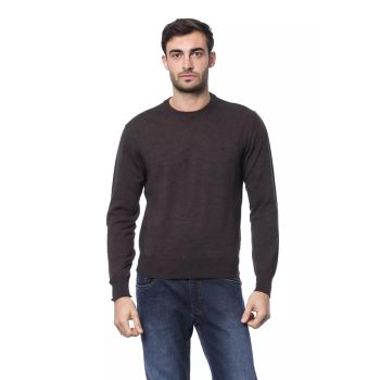 Embroidered Merino Wool Crew Neck Sweater L Men