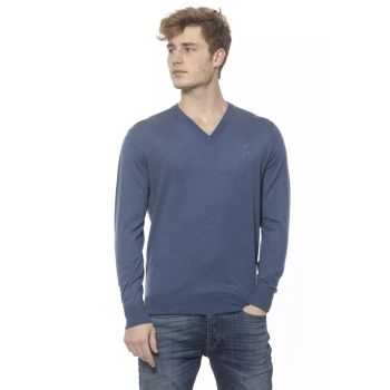 Cashmere V-neck Sweater with Embroidered Logo L Men