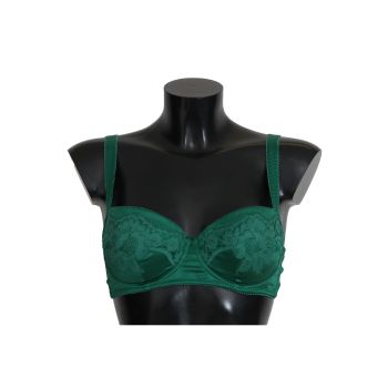 Green Floral Lace Silk Stretch Balconcino Bra by Dolce & Gabbana 2 IT Women