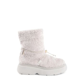 Shearling Drawstring Platform Ankle Boot - 35 EU