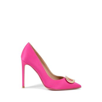 Satin Pink Heel with Gold Logo - 37 EU