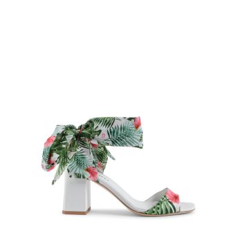 Silk Printed Heeled Sandal - 36 EU