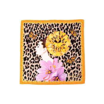 Orange Leopard Silk Scarf - One Size