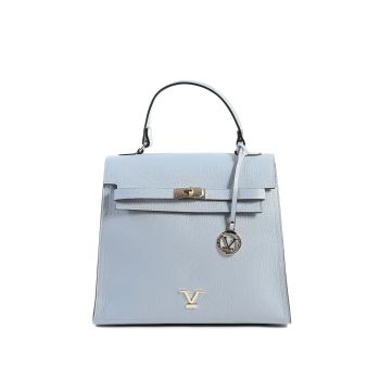 Light Blue Leather Handbag - One Size