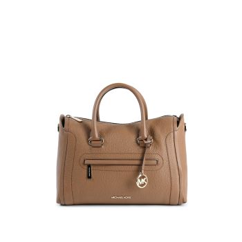 Leather Central Zip Handbag - One Size