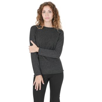 Crown of Edinburgh Cashmere Women's Premium Cashmere Boatneck Sweater in Dark gray - M