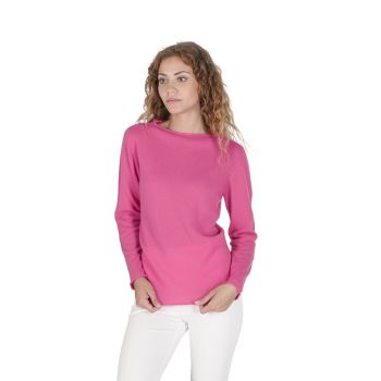 Crown of Edinburgh Cashmere Women's Cashmere Boatneck Sweater in Fuchsia - M