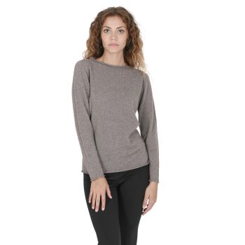 Crown of Edinburgh Cashmere Women's Cashmere Boatneck Sweater in Taupe - M