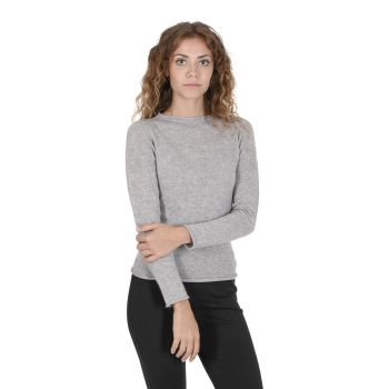 Crown of Edinburgh Cashmere Women's Premium Italian Cashmere Boatneck Sweater in Grigio Cenere - M