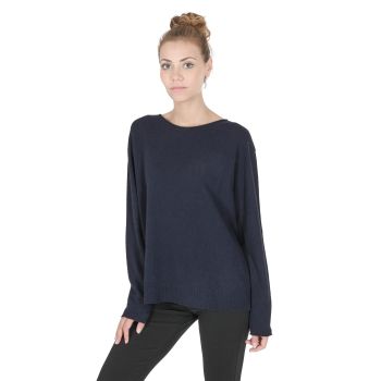 Crown of Edinburgh Cashmere Women's Premium Cashmere Oversize Boatneck Sweater in Navy blue - S