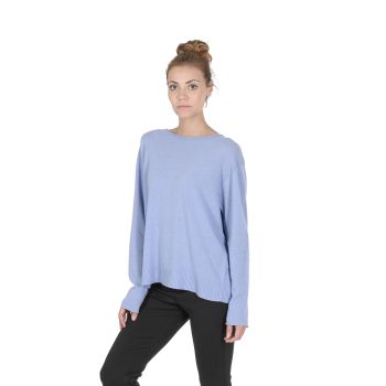 Crown of Edinburgh Cashmere Women's Cashmere Boatneck Sweater in Sky blue - M