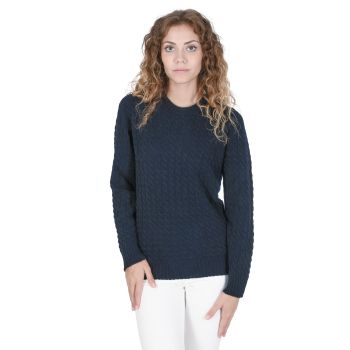 Crown of Edinburgh Cashmere Women's Cashmere Round Neck Womens Sweater in Navy blue - 40 EU