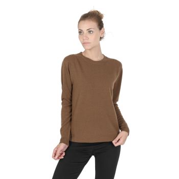 Crown of Edinburgh Cashmere Women's Round Neck Cashmere Sweater in Light brown - 44 EU