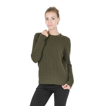 Crown of Edinburgh Cashmere Women's Cashmere Womens Round Neck Sweater in Khaki - 40 EU