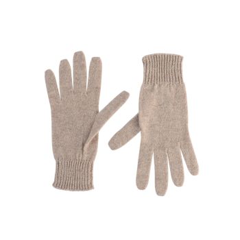 Crown of Edinburgh Cashmere Women's Exquisite Cashmere Womens Short Gloves in Beige - M