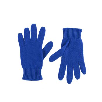 Crown of Edinburgh Cashmere Women's Cashmere Womens Short Gloves - Italian Craftsmanship in Blue - M