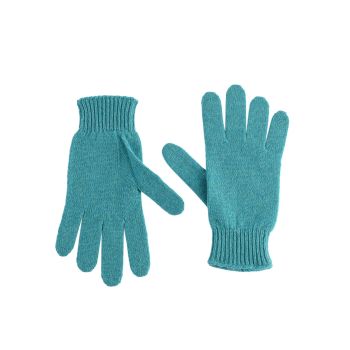 Crown of Edinburgh Cashmere Women's Luxury Cashmere Womens Short Gloves in Turquoise - M