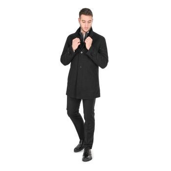 Hugo Boss Men's Wool Blend Black Outerwear in Black - 50 EU