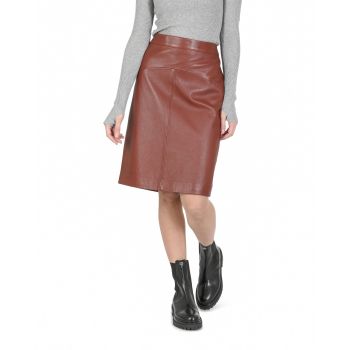 Hugo Boss Women's Lamb Leather Skirt in Brown - 42 EU