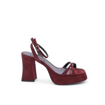 Hugo Boss Women's Dark Red Leather Heeled Sandals in Dark red - 37 EU