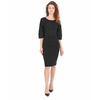 Hugo Boss Women's Black Knit Dress with Metallic Detail in Black - XS