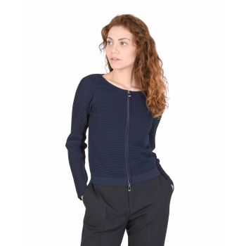 Hugo Boss Women's Blue Knit Sweater with Elastane Blend in Blue - M