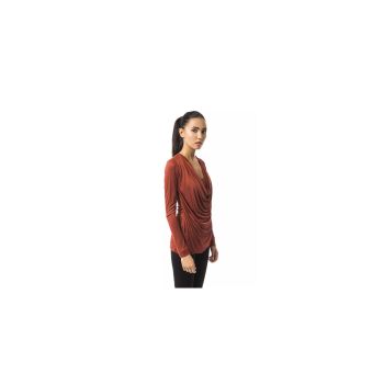 Open V-neck Long Sleeve T-shirt XS Women