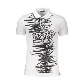 Cavalli Class Men's White Cotton Polo Shirt - L