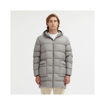 Dove Grey Centogrammi Hooded Jacket with 2-Pocket Design and Zip Closure L Men