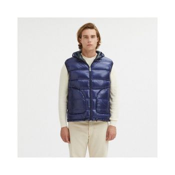 Reversible Hooded Vest with Zip Closure and Duck Feather Padding M Men