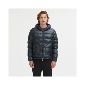 Reversible Hooded Jacket with Zip Closure and Duck Feather Padding L Men