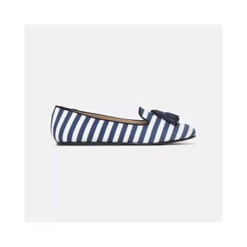 Striped Silk Moccasins with Suede Tassel 36 EU Women