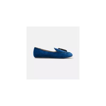 Handmade Unisex Charles Philip Loafers with Dark Blue Silk Fabric and Tassel 41.5 EU Men