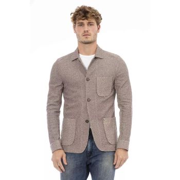 Classic Button-Front Fabric Jacket with Front Pockets 46 IT Men