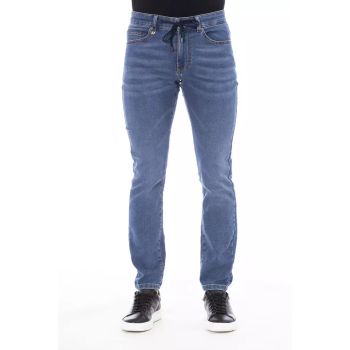 Button and Lace Closure Mens Jeans with Logo Lable W48 US Men