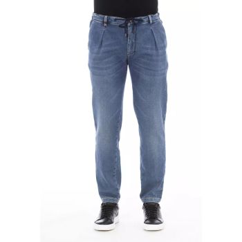 Button and Lace Closure Mens Jeans with Front and Back Pockets W48 US Men