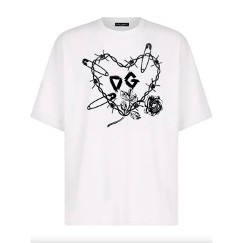 Dolce & Gabbana Logo T-Shirt with Velvet Details 44 IT Men