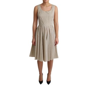 Sleeveless A-line Dress with Polka Dot Pattern 40 IT Women