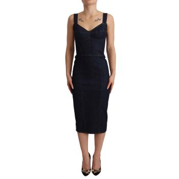 Gorgeous Dolce & Gabbana Denim Sleeveless Sheath Midi Dress 38 IT Women