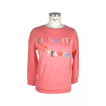 Peach Pink Cotton Sweatshirt with Front Print and Logo Patch 40 IT Women