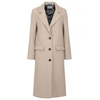 Wool Blend Coat with Front Pockets - Internal Lining XL Women